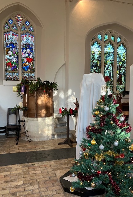 Inside St Mary's church at Christmas time